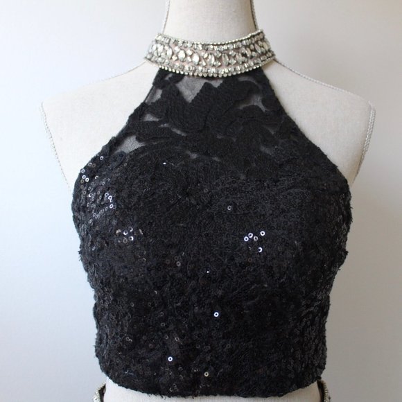 Alyce Paris Two Piece Black Homecoming Dress Size4 - Picture 5 of 12